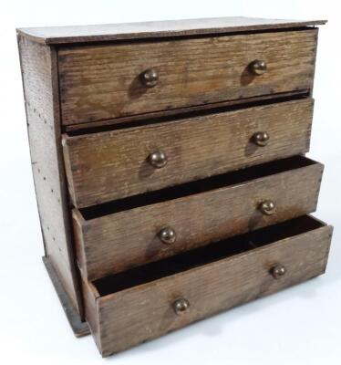 A late 19thC oak apprentice piece table top chest - 2