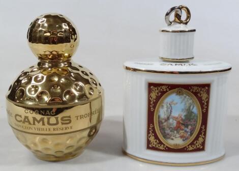 A Limoges Castel 22ct gold finish golf ball decanter and stopper