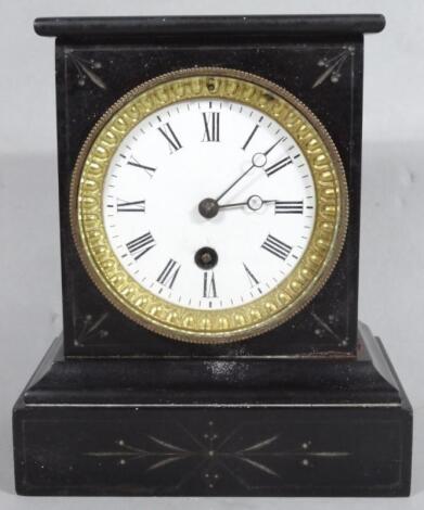 A late Victorian slate mantel clock