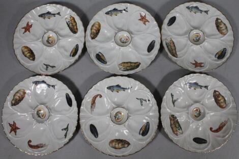 A set of six Mehun French oyster dishes