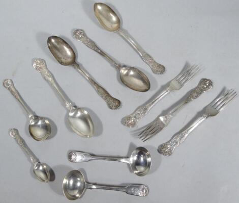 A Victorian silver part canteen of cutlery