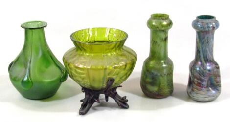 A green Loetz style vase