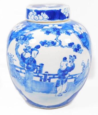 A Chinese porcelain blue and white ginger jar and cover