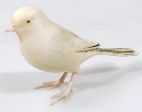 An early 20thC ivory life sized carving of a small bird