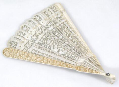 A late 19thC Chinese ivory fan