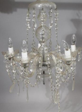 A 20thC moulded glass chandelier