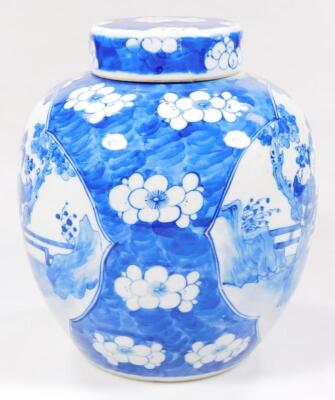 A Chinese porcelain blue and white ginger jar and cover - 4