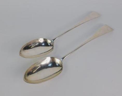 A pair of Victorian silver Old English pattern basting spoons