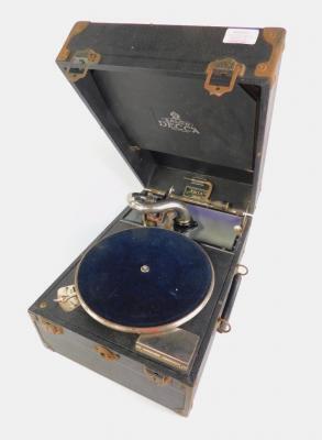 A Decca black cased table top gramophone