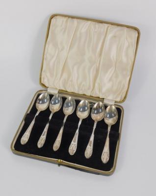 A set of six George VI Art Deco teaspoons