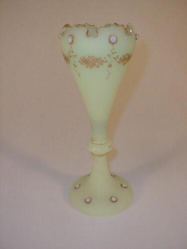 A 19thC pale green frosted glass vase