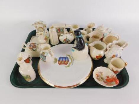 Goss and Crested China including a Black Cat Good Luck