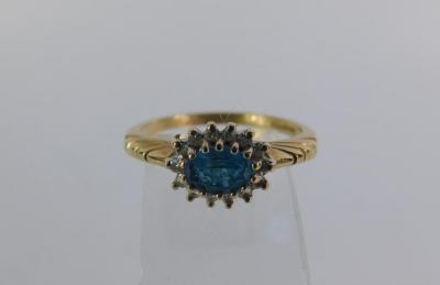 A 9ct gold sapphire and diamond ring