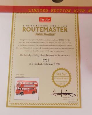 A Sun Star die cast model of a Routemaster bus - 2