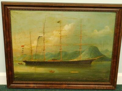 19thC British School. Masted ship - coastal scene - 2