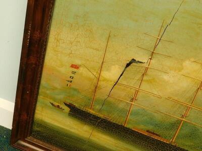 19thC British School. Masted ship - coastal scene - 3