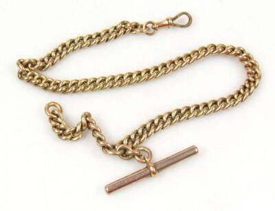 A gold plated Albert watch chain