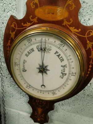 An Edwardian mahogany and marquetry wheel barometer - 2