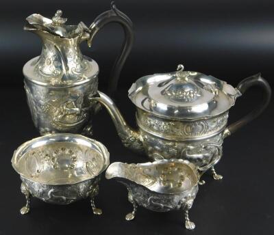 An Edward VII Irish silver four piece tea service