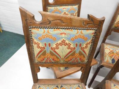 A set of six Art Nouveau style oak dining chairs - 2