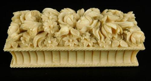 A late 19thC Chinese ivory box and cover