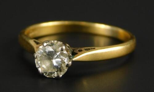 A diamond solitaire ring