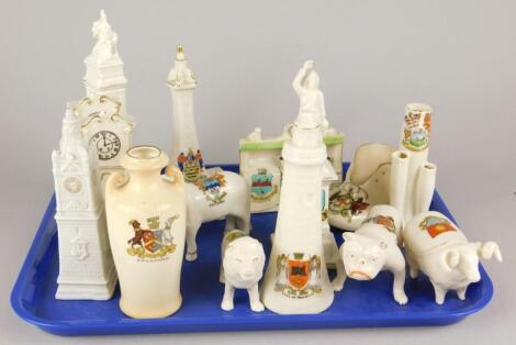 A collection of crested china