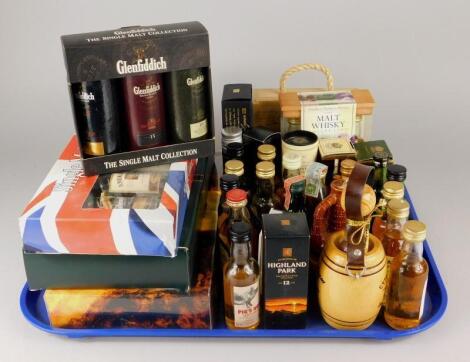 Various miniature bottles of whisky etc.