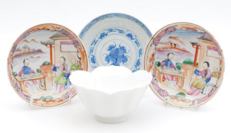 Two Cantonese porcelain saucers