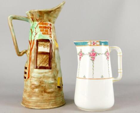 A Minton Blue Star Line jug and a Wood relief moulded jug (2)