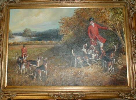 20thC School. Fox hunting