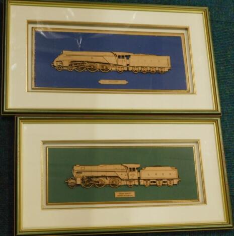 Two relief wooden locomotives