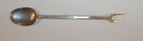 A 17th/18thC silver double ended spoon and two prong fork