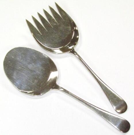 A pair of George V silver salad servers