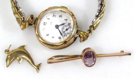 A 9ct gold cased ladies Hirco wristwatch