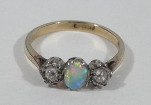 A Victorian opal and diamond dress ring