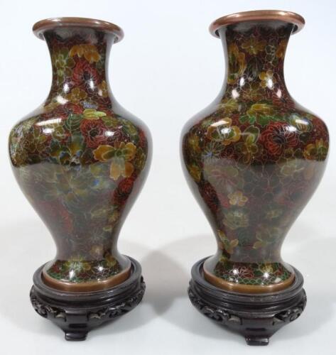 A pair of 20thC Chinese cloisonné vases