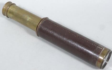 An early 20thC brass two draw telescope