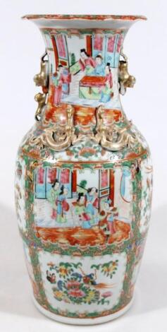 A 19thC Cantonese porcelain famille vert vase