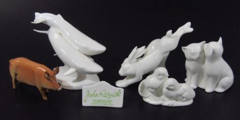 A Royal Doulton Images of Nature Firstborn whales figure group