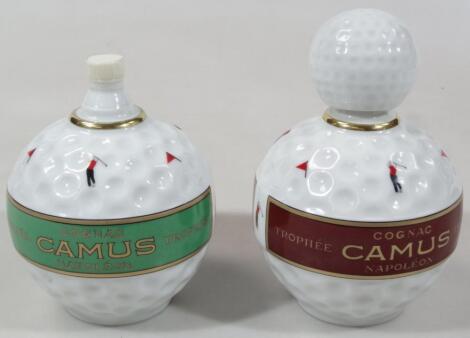 A Limoges Castel 22ct gold finish golf ball decanter and stopper