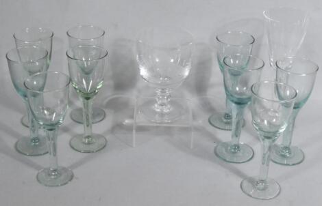 A suite of nine early 20thC Victorian style wine glasses