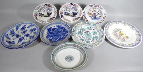 Various 20thC faience and other tin glazed earthenware chargers