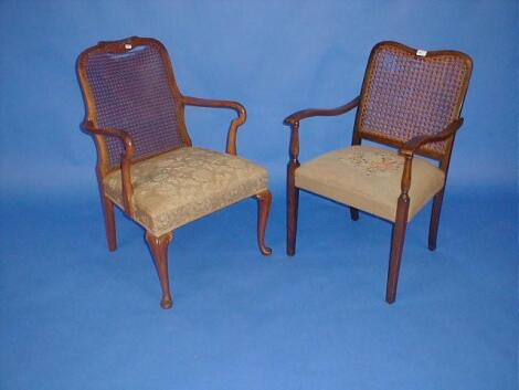 Two bergere backed carver chairs