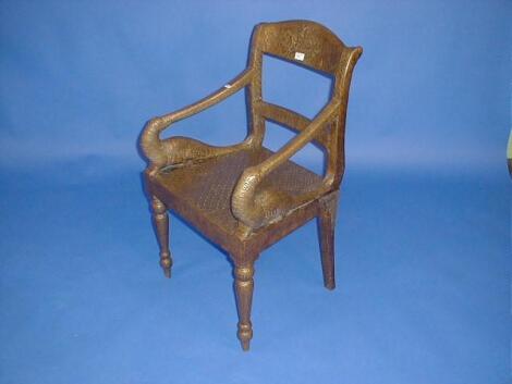 A brass encased Indian carver chair