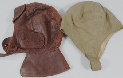 A 20thC brown leather WWI style leather flying hat - 2