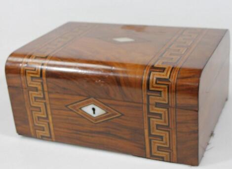 A 19thC walnut Tunbridge style jewellery casket