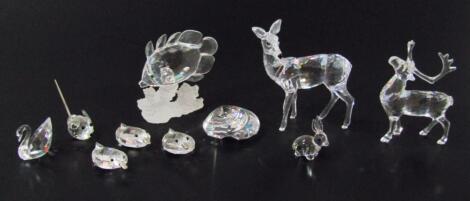 Various Swarovski crystal figures