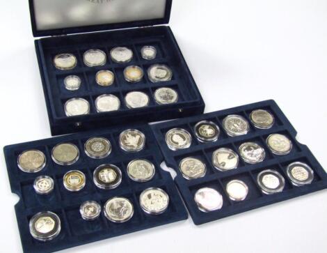 Various commemorative silver and other coins and medallions