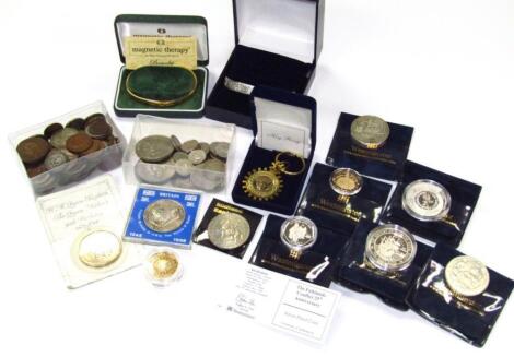 Various coins and other associated items